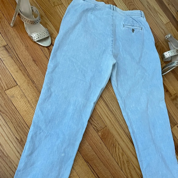 Vintage Aged Denim High Waist Mom Baggy Pinstripe Tomboy Boyfriend Edgy culottes - Picture 5 of 7